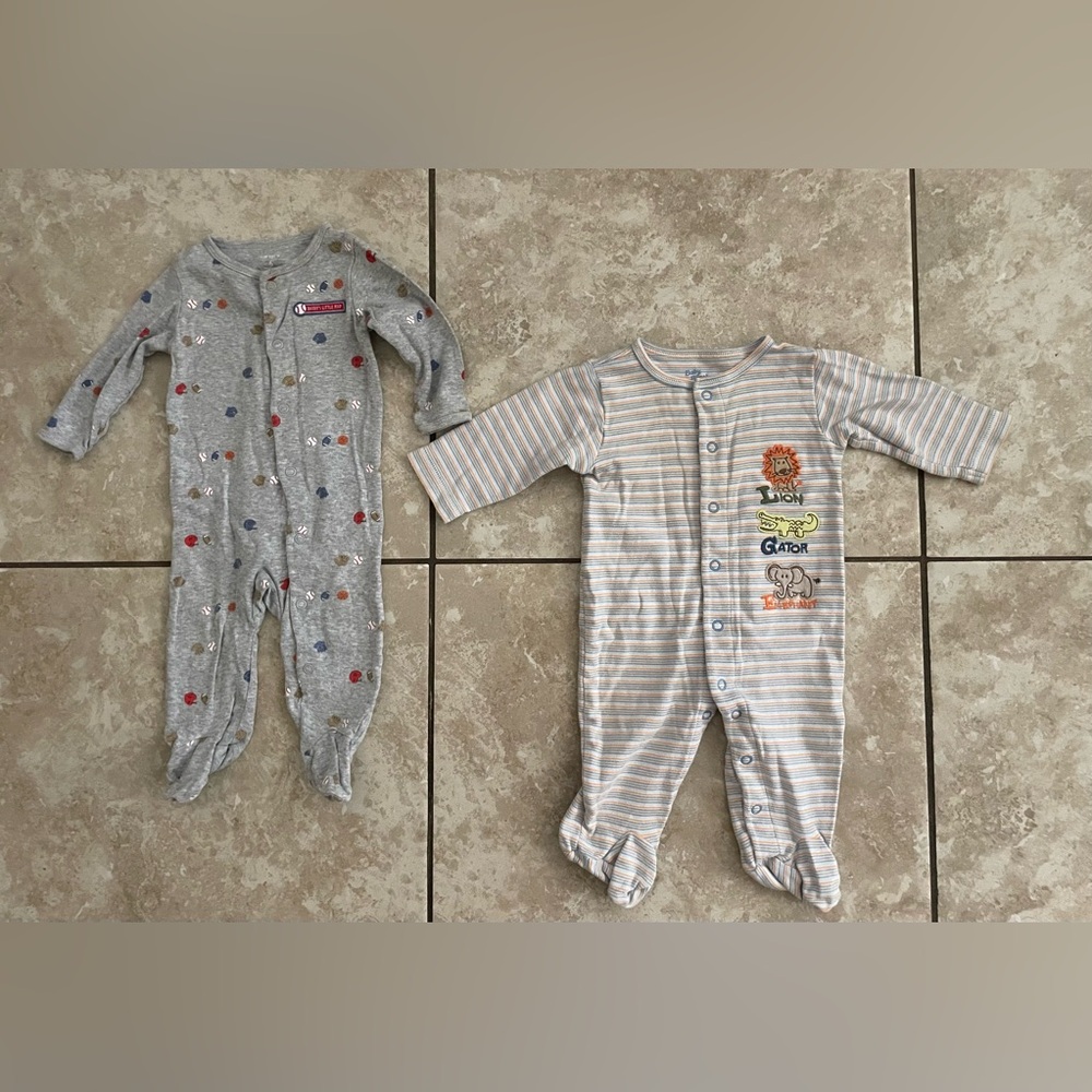 (2) pairs of 6 month footed pajamas